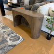 Pull Up A Couch Hayes sofa table with a wooden top and sleek black metal legs, ideal for living room decor.