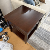 Pull Up A Couch Roseville End Table with wooden surface and tapered legs, stylish and functional accent furniture piece.