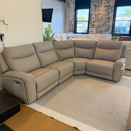 Ashley Furniture Salerno Power Reclining Sectional, 4-piece fabric sectional sofa with reclining features and modern design.