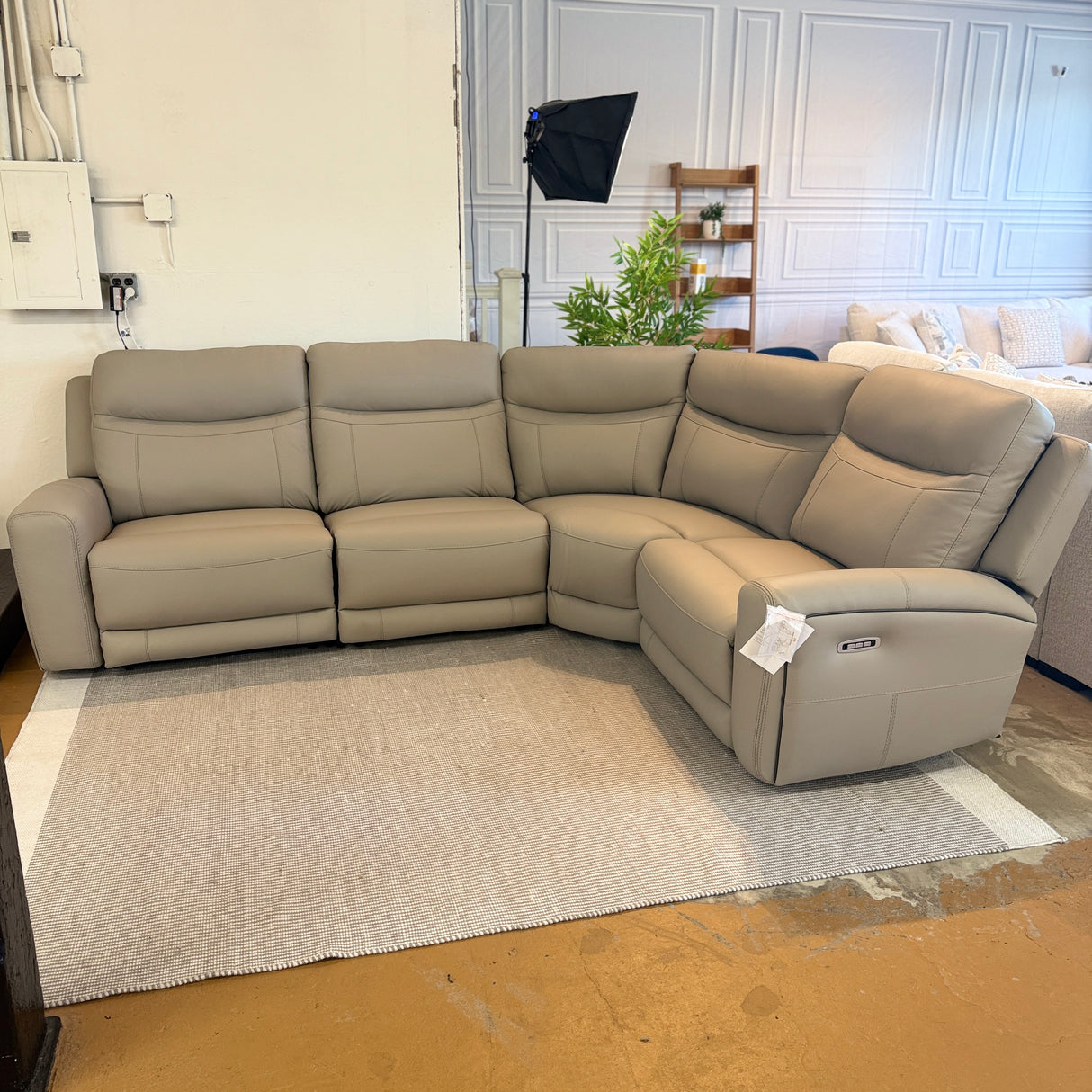Ashley Furniture Salerno Power Reclining Sectional, 4-piece sectional sofa with reclining seats and plush cushions.