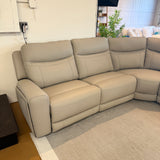 Ashley Furniture Salerno Power Reclining Sectional, 5-piece fabric sectional with plush cushions and reclining seats.