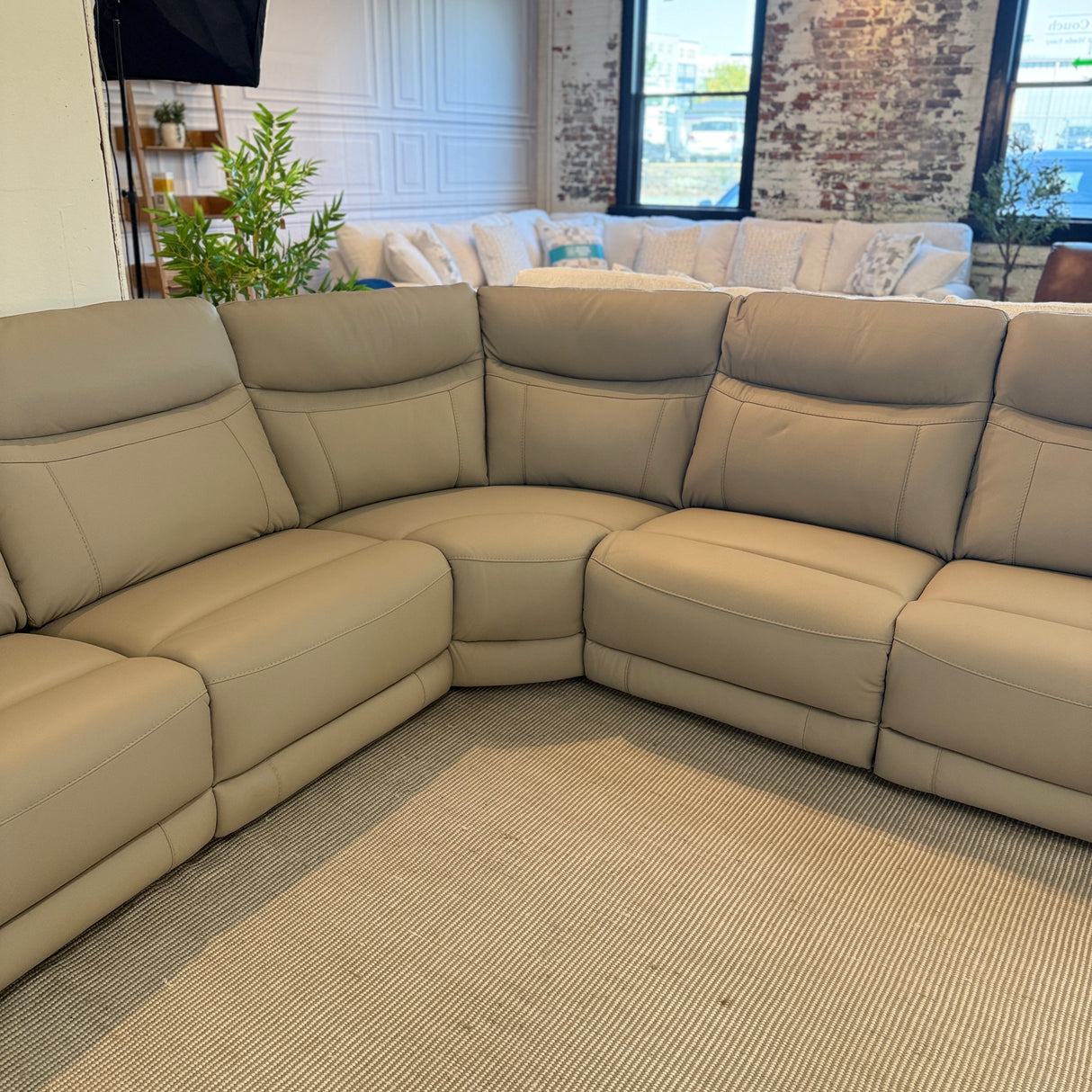 Ashley Furniture Salerno Power Reclining Sectional, 5-piece fabric sectional with reclining seats and modern design.