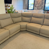Ashley Furniture Salerno Power Reclining Sectional, 5-piece fabric sectional with reclining seats and modern design.