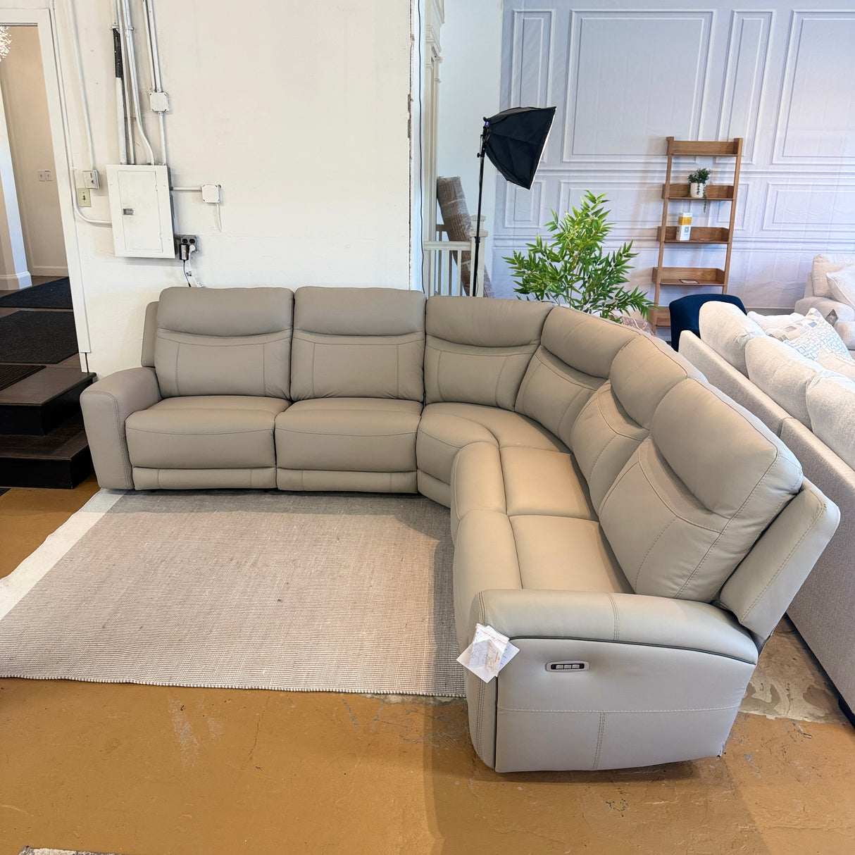 Ashley Furniture Salerno Power Reclining Sectional, 5-piece fabric sectional sofa with reclining features and plush cushions.