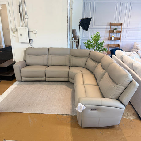 Ashley Furniture Salerno Power Reclining Sectional, 5-piece fabric sectional sofa with reclining features and plush cushions.
