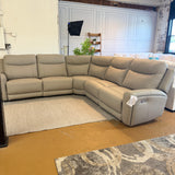 Ashley Furniture Salerno Power Reclining Sectional, 5-piece fabric sectional sofa with reclining features and plush cushions.