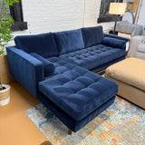 ARTICLE - Sven 100" Tufted Velvet Left Sectional - Plush Cascadia Blue