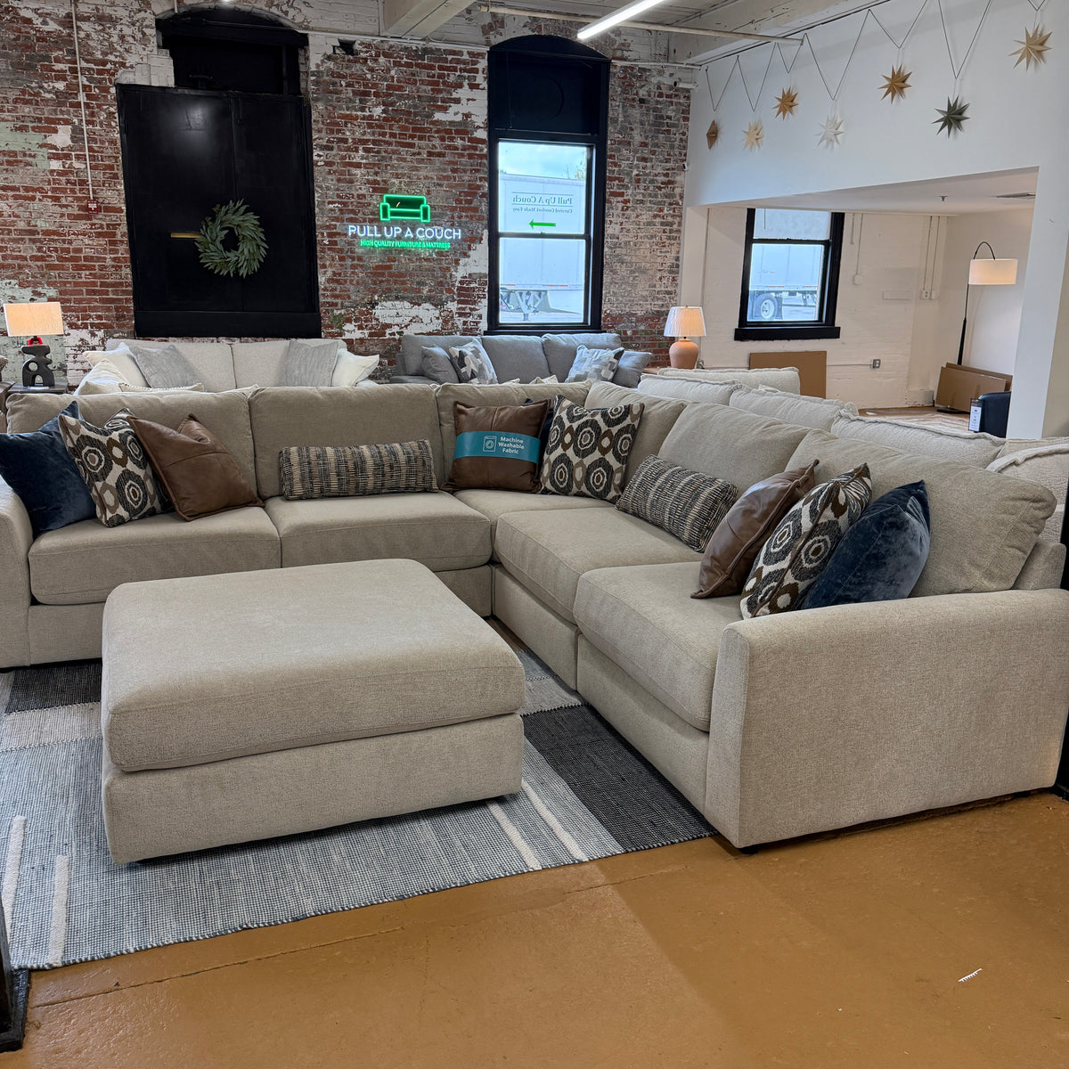 Behold Home Sequoia 5-piece corner sectional sofa with plush cushions and modern design, shown in a contemporary living room setting.