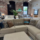 Sequoia Corner Sectional by Behold Home with five modern upholstered seats and coordinating cushions, perfect for living room.