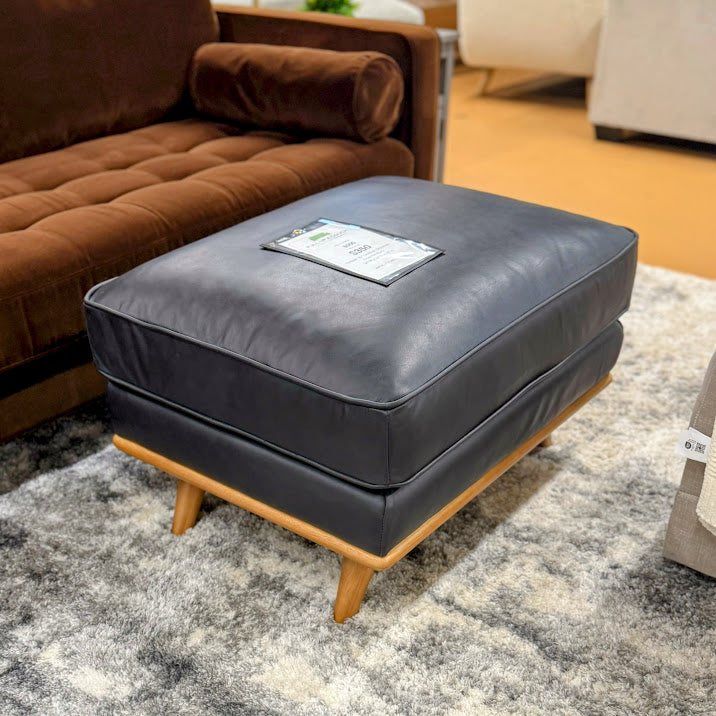 ARTICLE - Timber 31" Leather Ottoman - Charme Black