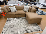 Meridian 4pc Leather Cloud Couch w/Feather Blend Cushions (CLEARANCE) - Pull Up A Couch