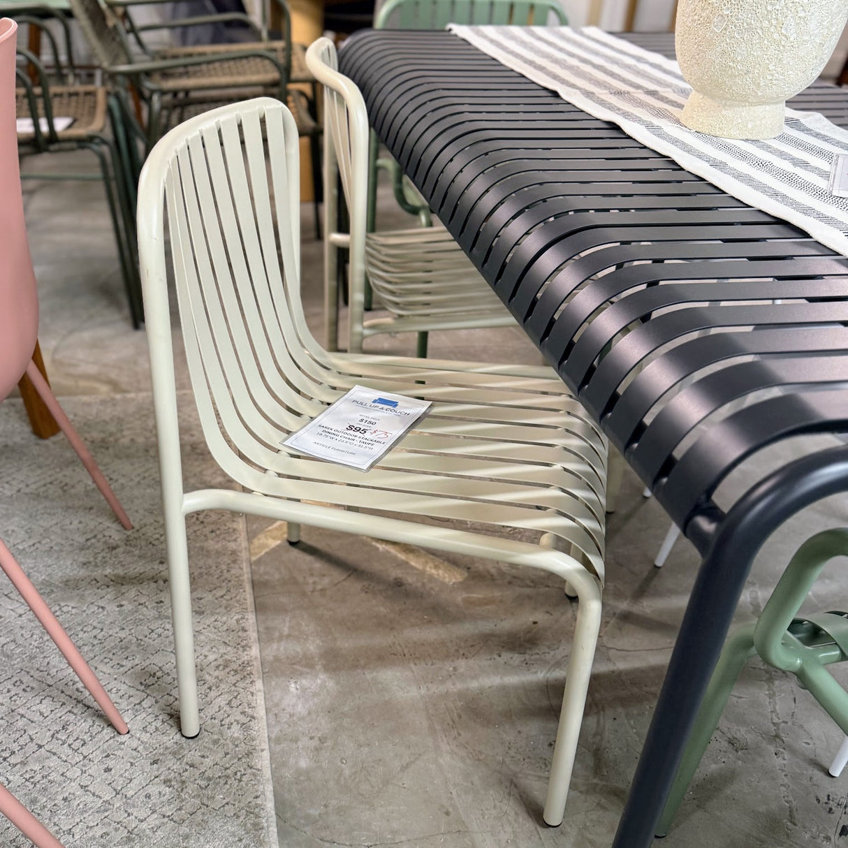 Steel Outdoor Stackable Dining Chair - Taupe - Pull Up A Couch