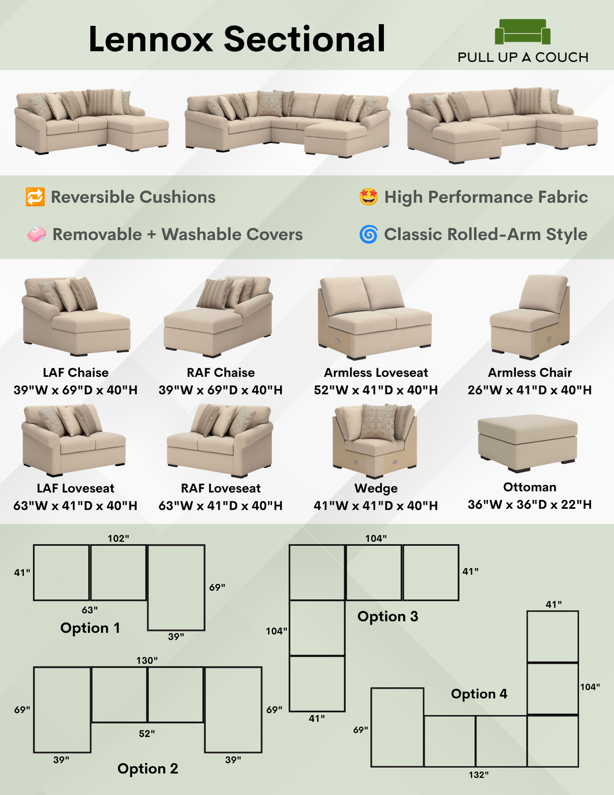 Ashley Furniture Lennox oversized accent ottoman with plush fabric and a stylish design, shown from the front.