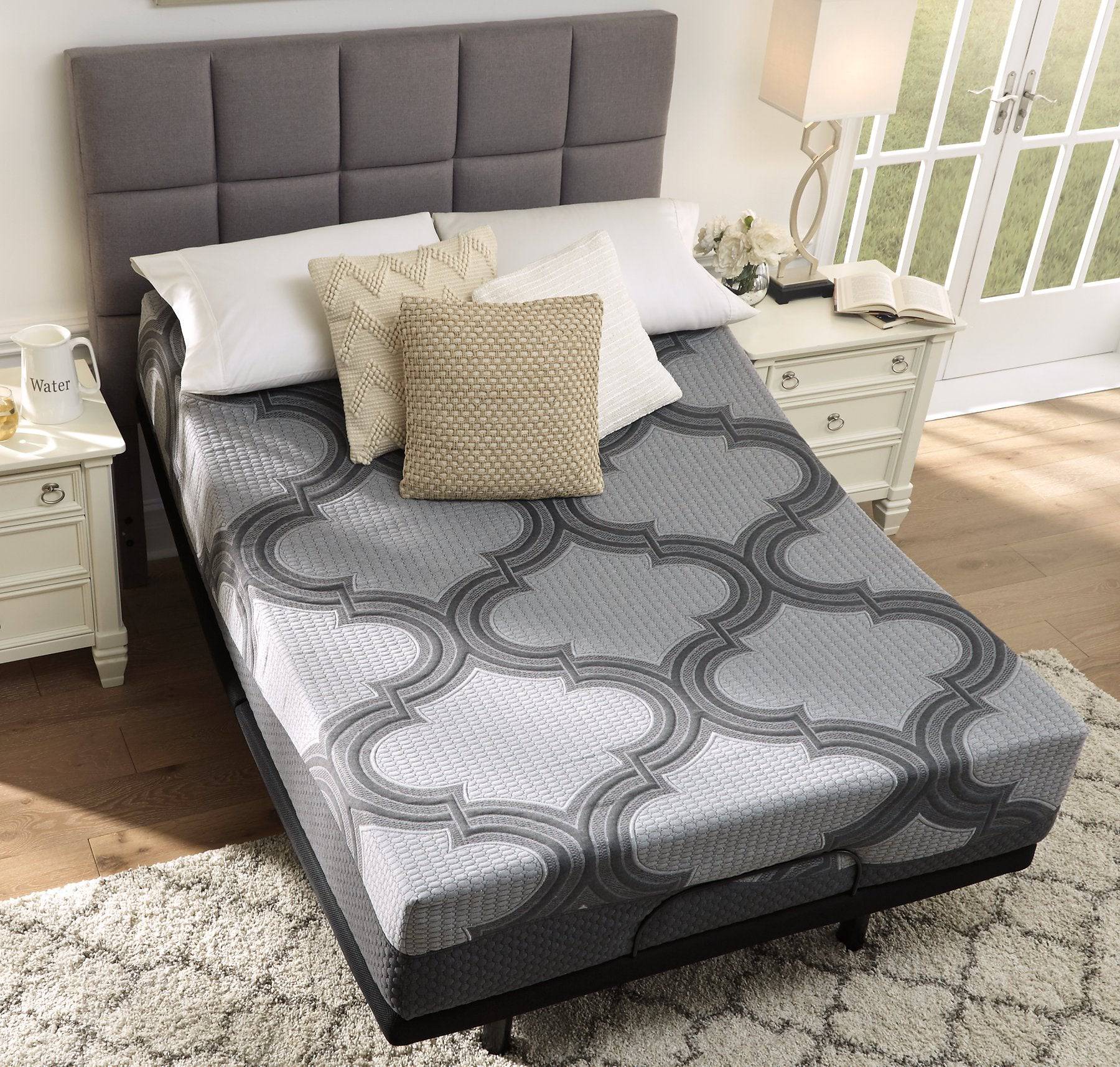 12 Inch Ashley Hybrid King Adjustable Base and Mattress - Pull Up A Couch