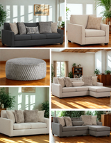 Behold Home Mayfield sectional with reversible chaise, showing the back view of the modern, upholstered sofa in a neutral fabric.