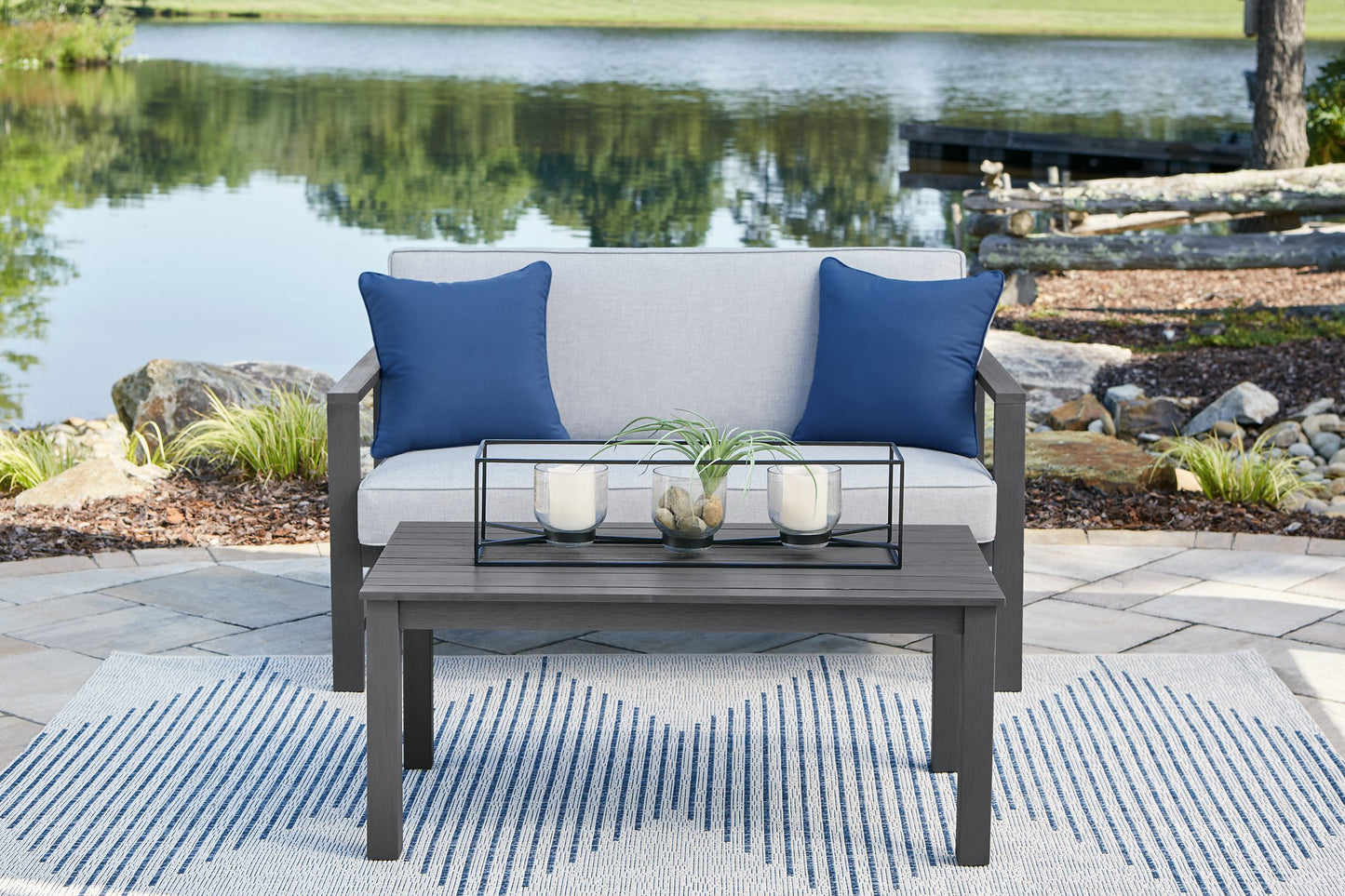 Fynnegan Outdoor Loveseat with Table (Set of 2) - Pull Up A Couch