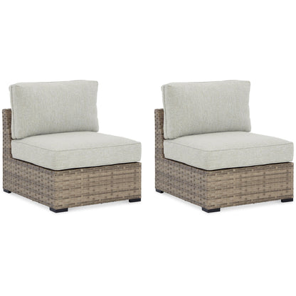 Calworth Outdoor Armless Chair with Cushion (Set of 2) - Pull Up A Couch