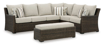 Brook Ranch Outdoor Sofa Sectional/Bench with Cushion (Set of 3) - Pull Up A Couch