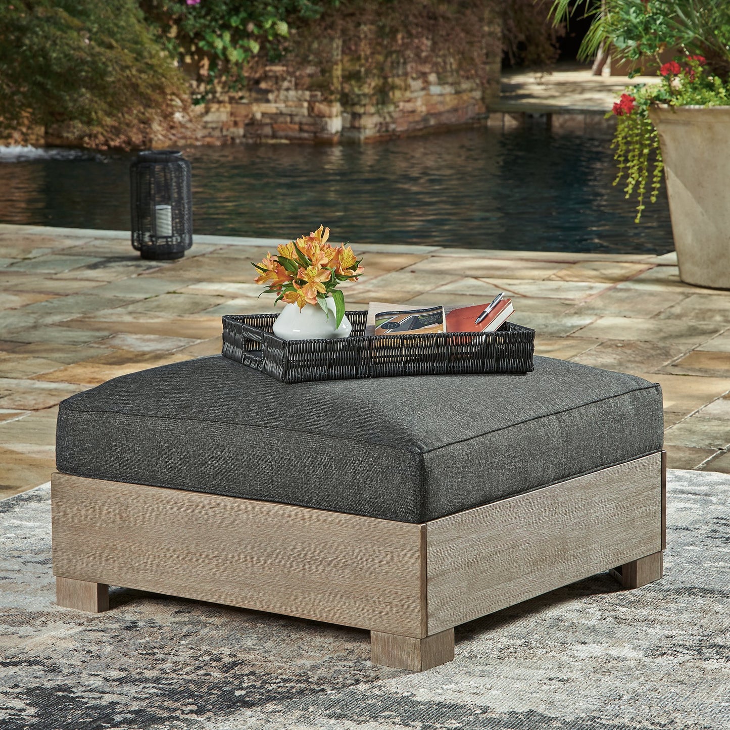 Citrine Park Outdoor Ottoman with Cushion - Pull Up A Couch