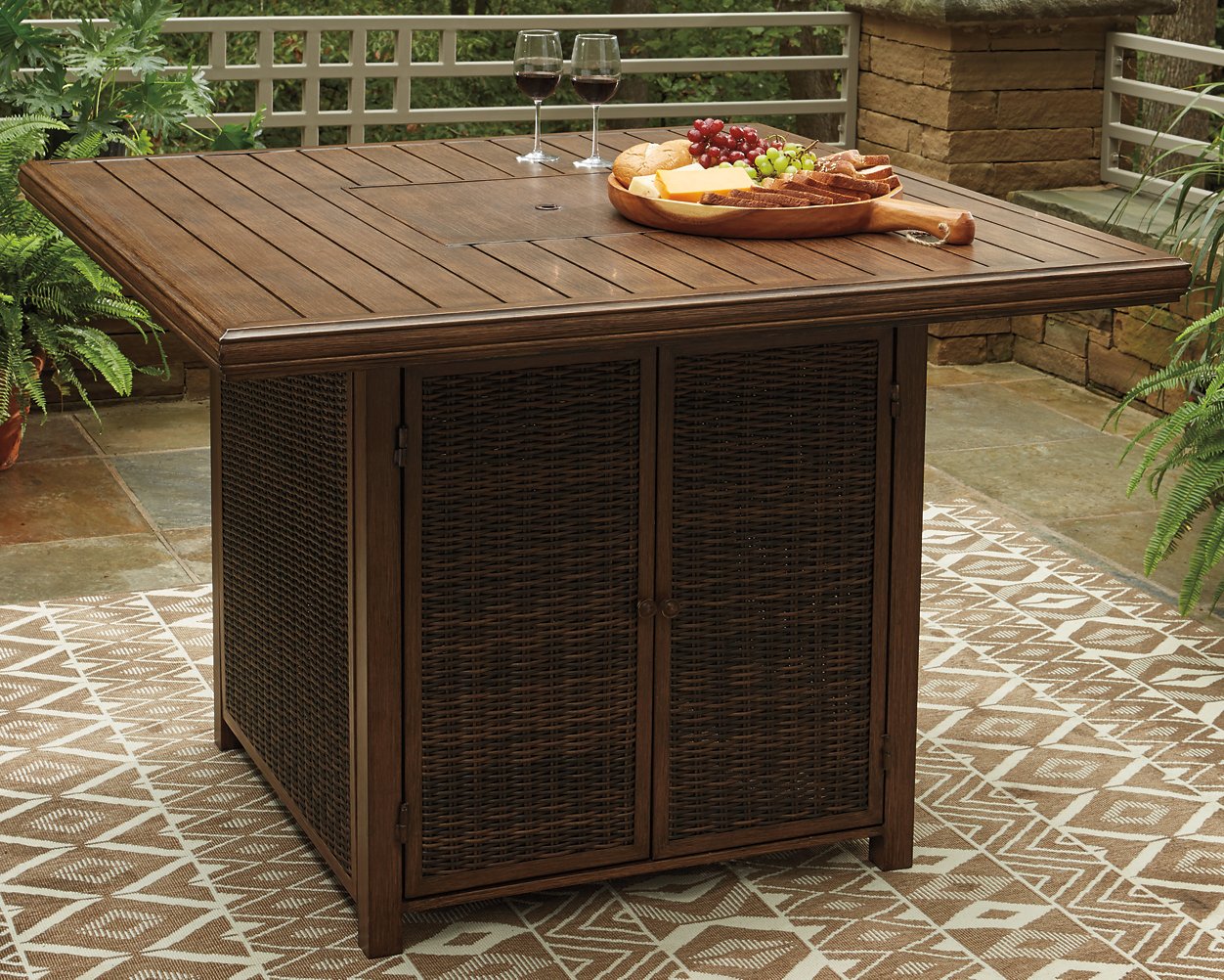 Paradise Trail Outdoor Counter Height Dining Table with 4 Barstools