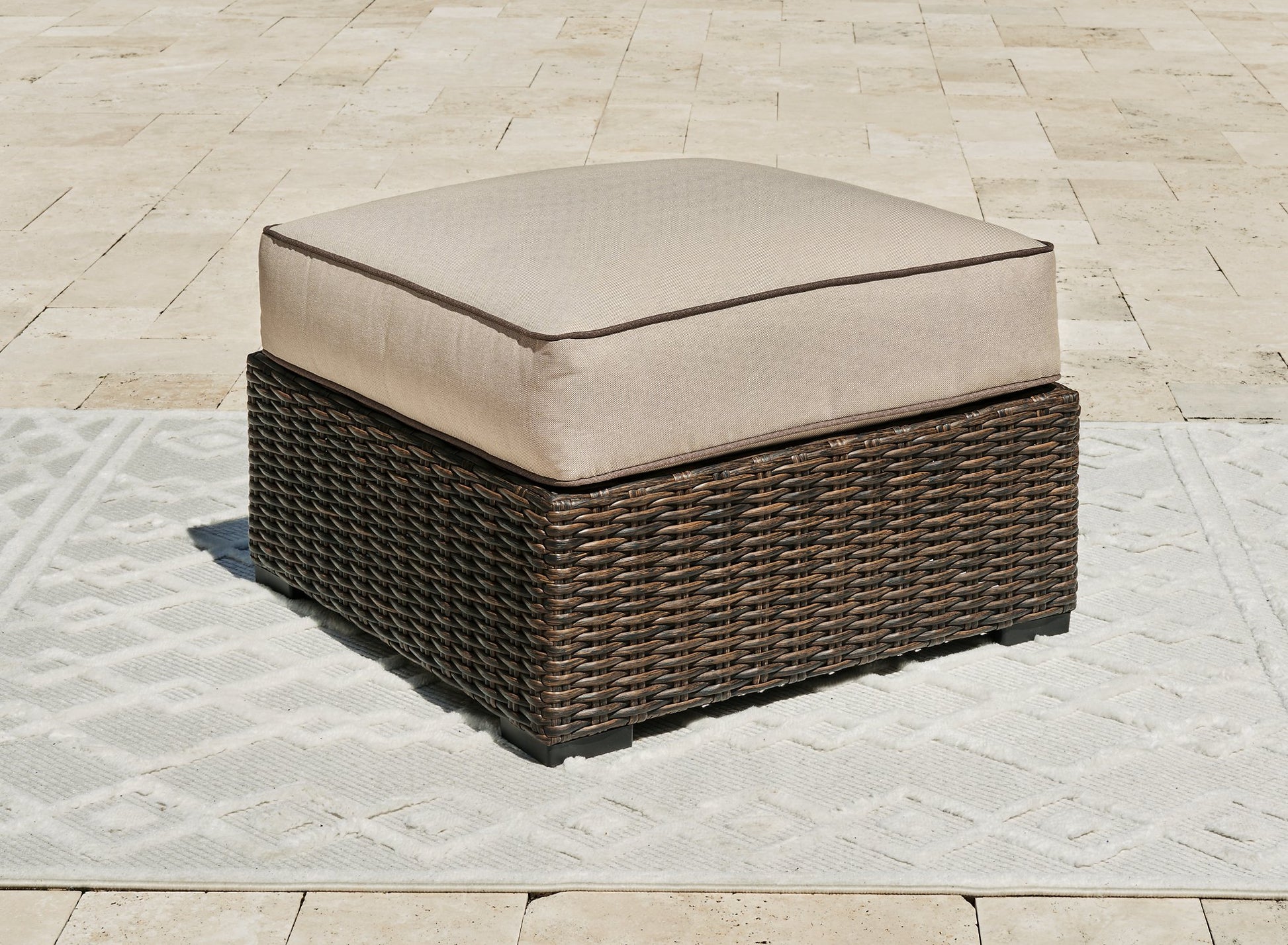 Coastline Bay Outdoor Ottoman with Cushion - Pull Up A Couch