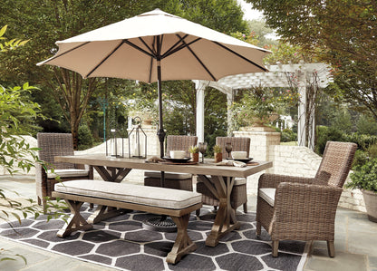 Beachcroft Dining Table with Umbrella Option - Pull Up A Couch