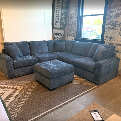 LoungeCraft 5pc Corner Sectional + Ottoman (Blue) - Pull Up A Couch