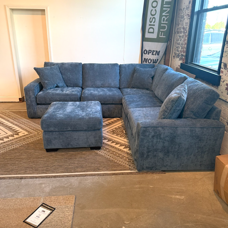 LoungeCraft 5pc Corner Sectional + Ottoman (Blue) - Pull Up A Couch