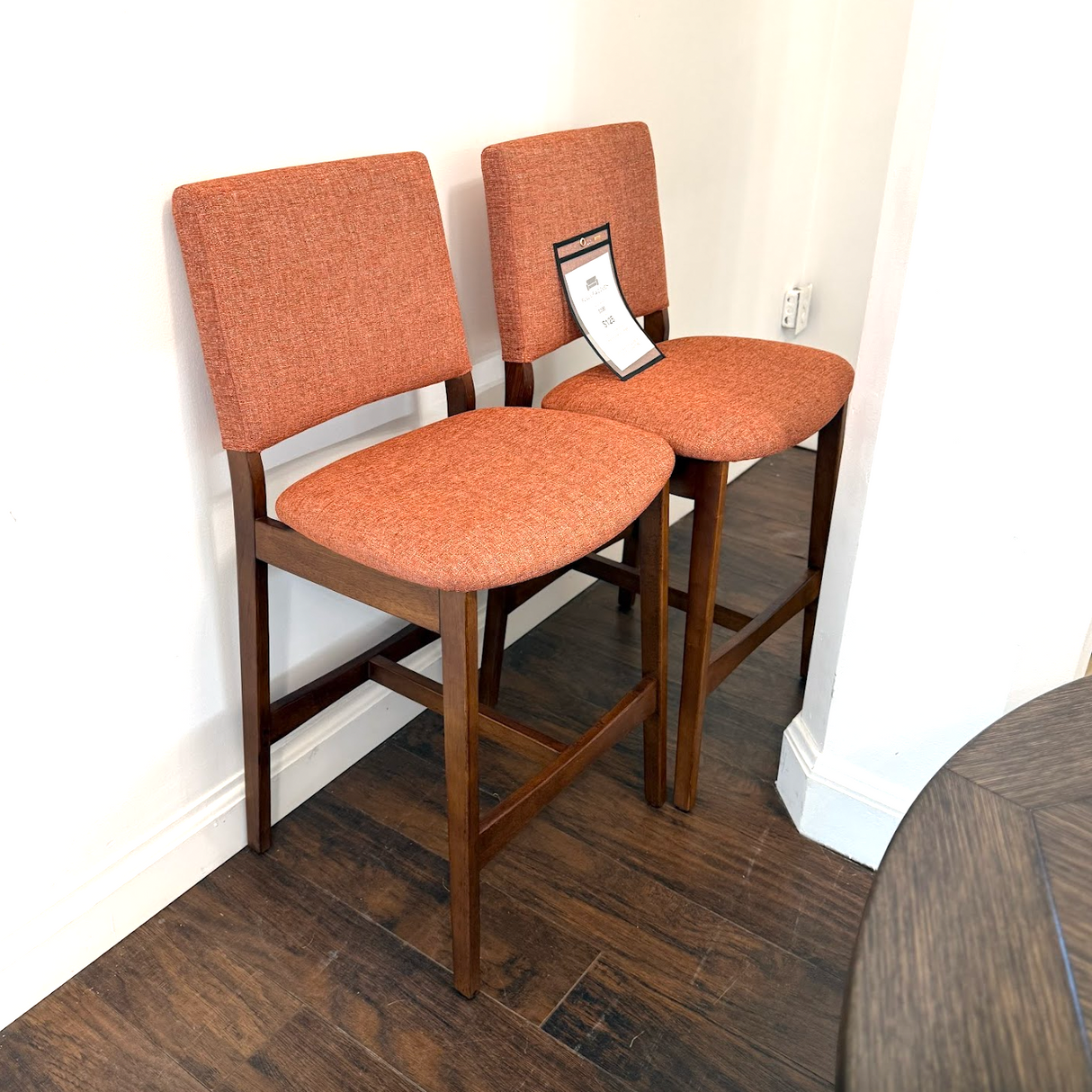 MCM-Style Counter Stool (Walnut/Rosehip Orange)