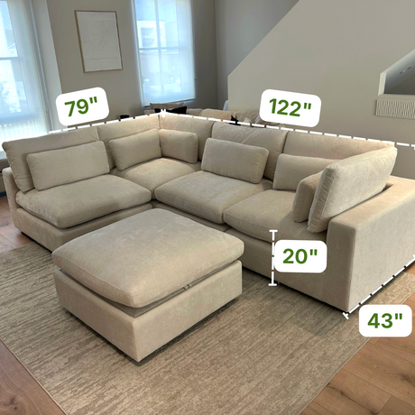Serenity Cloud 5pc Sectional w/Storage Ottoman