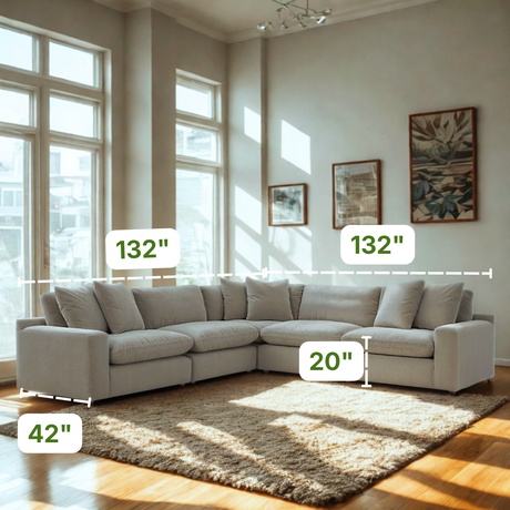 Ashley Furniture Nova Cloud 5-piece corner sectional with plush fabric and modern design, shown in a cozy living room setting.