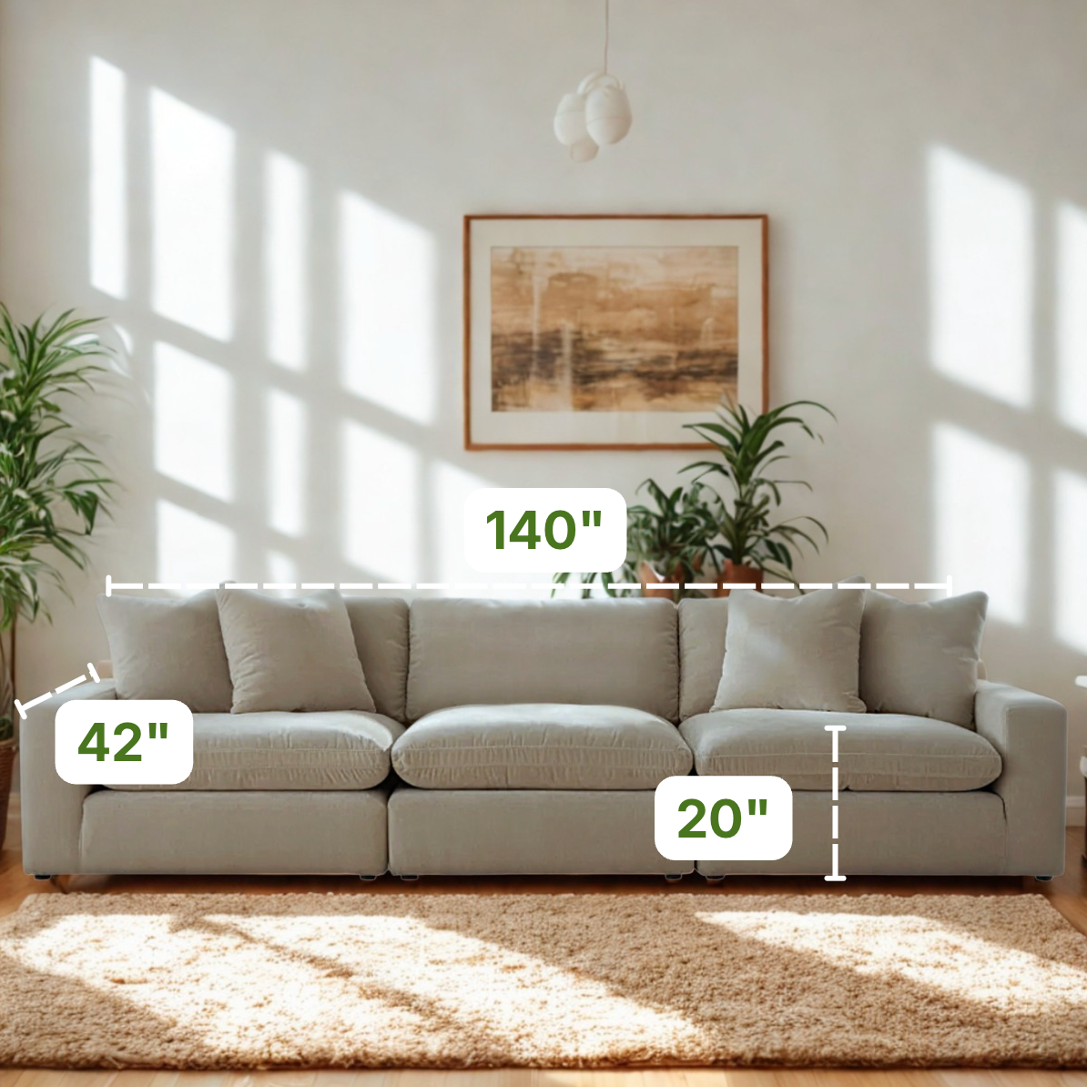 Ashley Furniture Nova Cloud 3-piece sectional sofa with modular design, featuring plush cushions and a modern, neutral fabric.