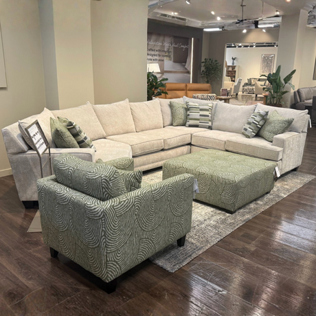 Fusion Belmont corner sectional sofa with cuddle corner, featuring plush cushions and modern design for comfortable seating.