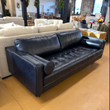 Sven Leather Tufted Sofa (Oxford Blue)