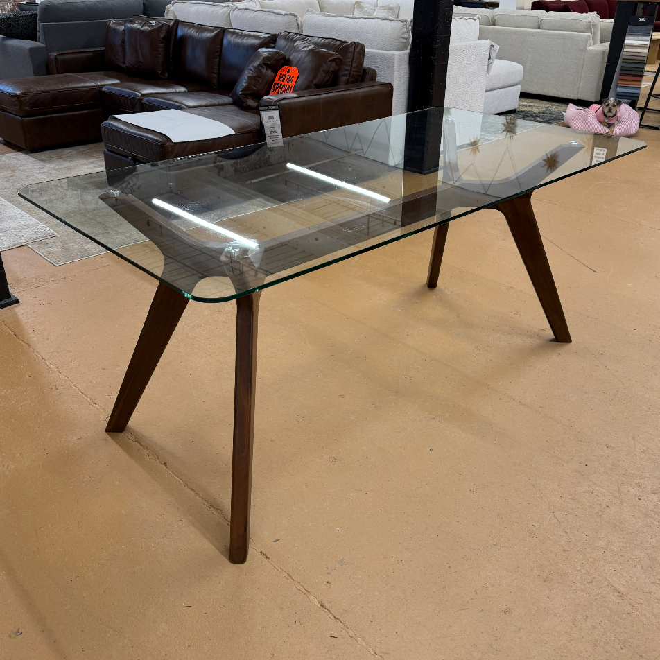 71" Rectangular Glass-Top Dining Table (Walnut) - Pull Up A Couch