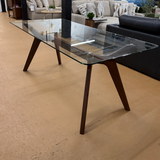 71" Rectangular Glass-Top Dining Table (Walnut) - Pull Up A Couch