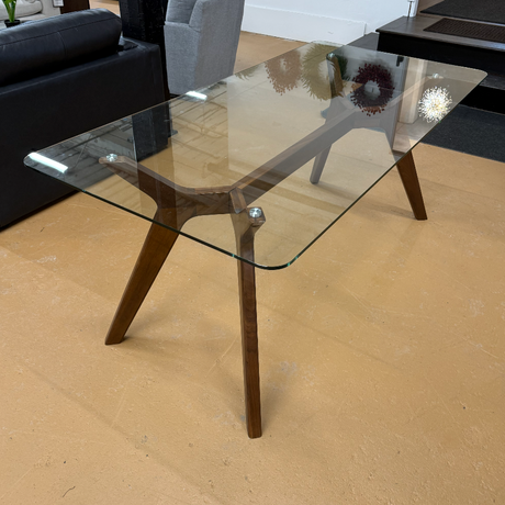 71" Rectangular Glass-Top Dining Table (Walnut) - Pull Up A Couch