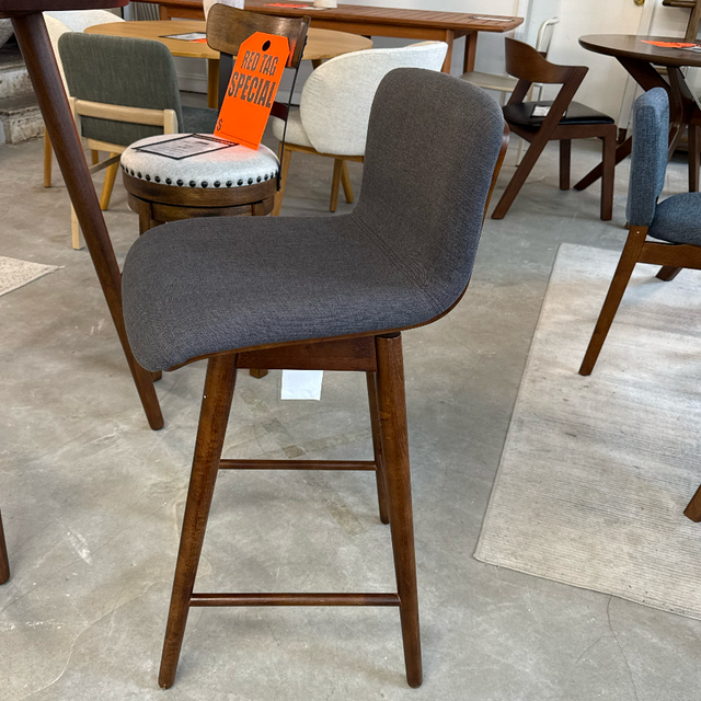 MCM-Style Swivel Counter Stool (Walnut/Miller Gray) - Pull Up A Couch