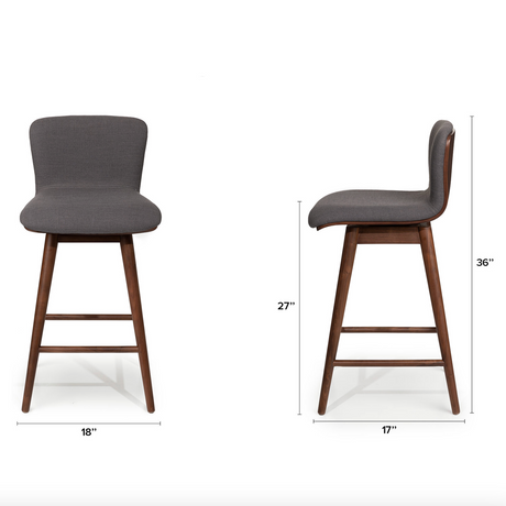 MCM-Style Swivel Counter Stool (Walnut/Miller Gray) - Pull Up A Couch