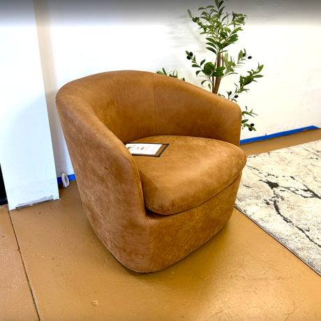 32.5" Rawhide Leather Swivel Chair (Tan) - Pull Up A Couch