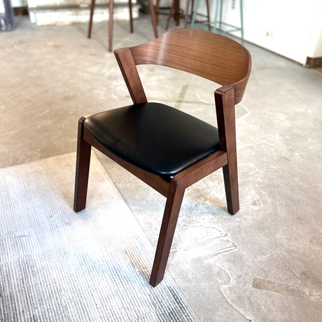 Genuine Leather Dining Chair (Black/Walnut) - Pull Up A Couch