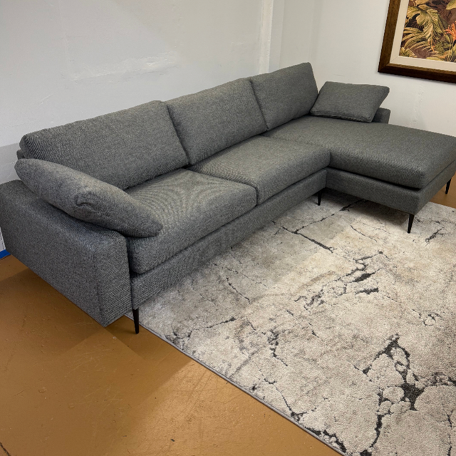 114" Reversible Sectional w/ Chaise (Gravel Gray) - Pull Up A Couch