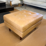 30" Tufted Leather Ottoman (Charme Tan) - Pull Up A Couch