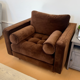 42" Tufted Velvet Lounge Chair (Pacific Brown) - Pull Up A Couch