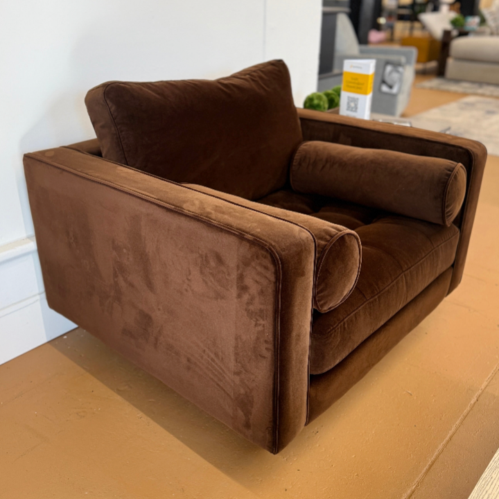 42" Tufted Velvet Lounge Chair (Pacific Brown) - Pull Up A Couch