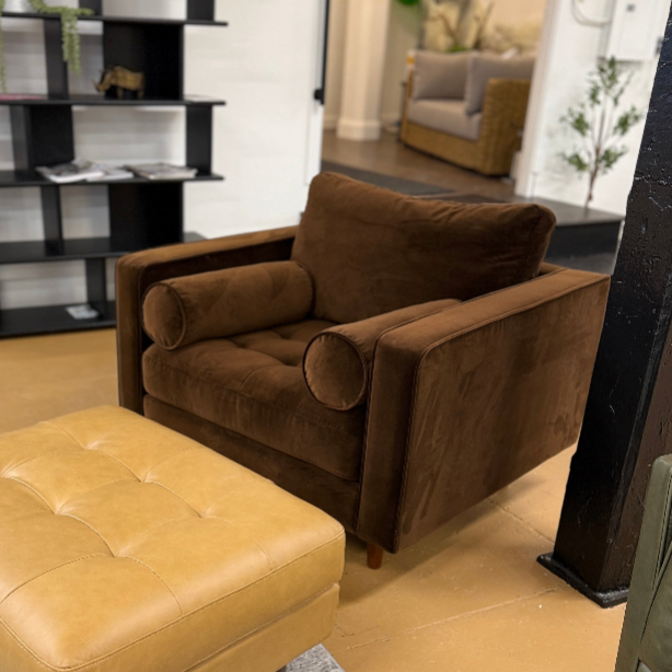 42" Tufted Velvet Lounge Chair (Pacific Brown) - Pull Up A Couch