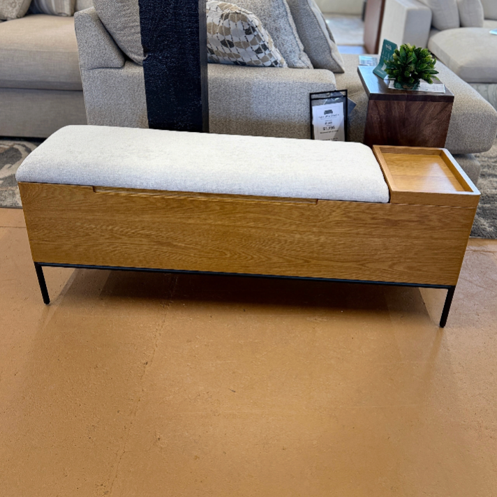 53" MCM-Style Bench (Oak/Everest Gray) - Pull Up A Couch