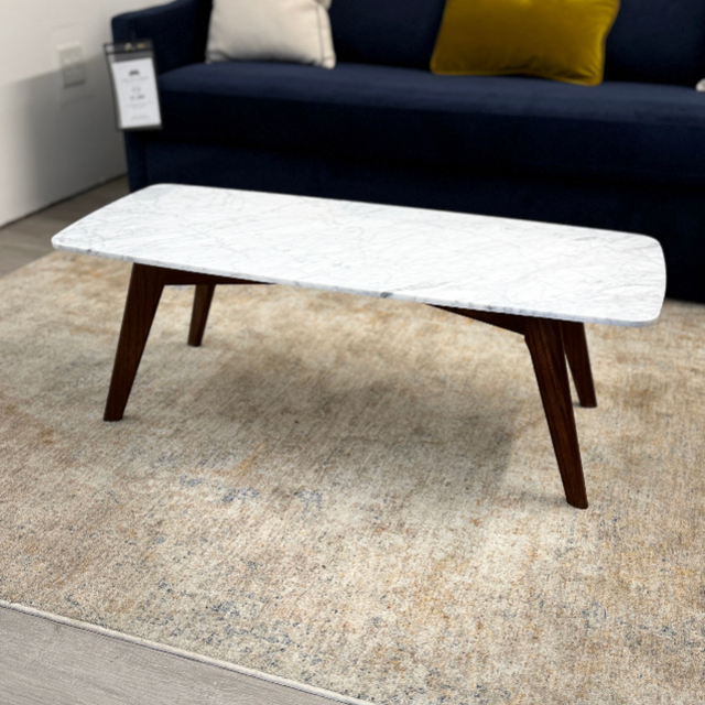 Rectangular Coffee Table w/ Marble Top (Walnut) - Pull Up A Couch
