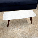 Rectangular Coffee Table w/ Marble Top (Walnut) - Pull Up A Couch