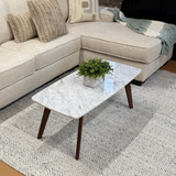 Rectangular Coffee Table w/ Marble Top (Walnut) - Pull Up A Couch